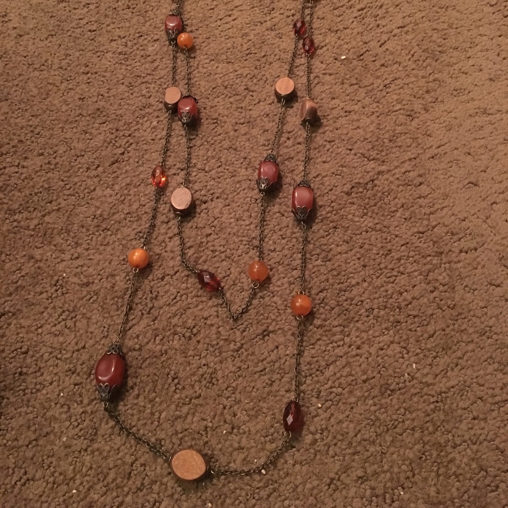 Wood and orange and red beads